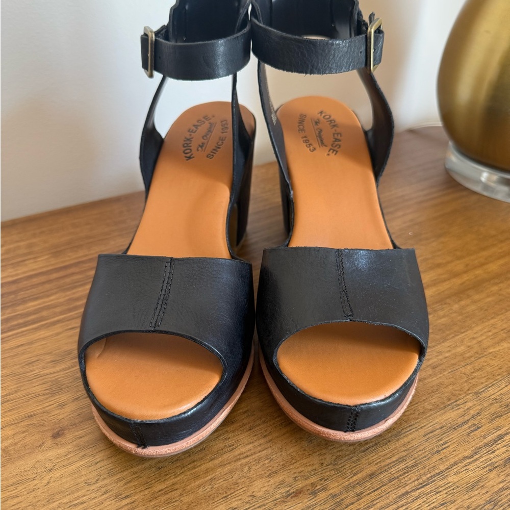 New Kork-Ease Stasia Black Leather p
Platform Sandal - Picture 8 of 9